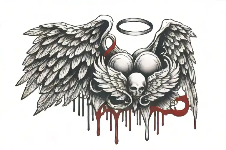 Sleep Token Symbol With Angel Wings Dripping With Blood