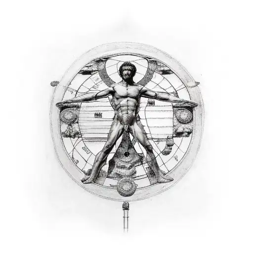 Roman Columns And Vitruvian Man