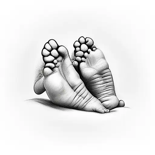 New Born Baby Foot And A Dogs Paw