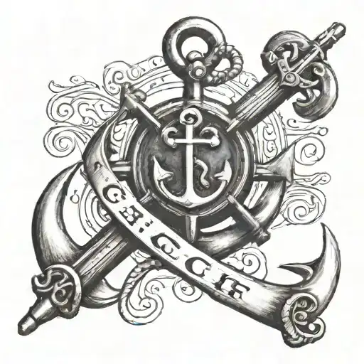 A Ship Anchor With The Letters G C G Clef Mixed
