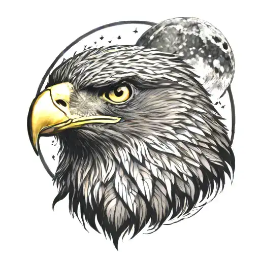 Golden Eagle Face With Full Moon Of Covid 19 Background