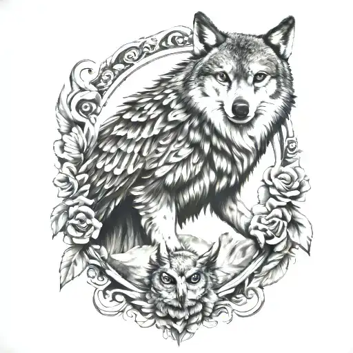 Injured Wolf Healing Owl Guiding