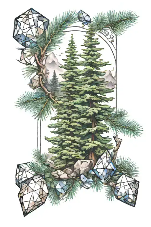 Gemstones And Fir Trees Background Looking