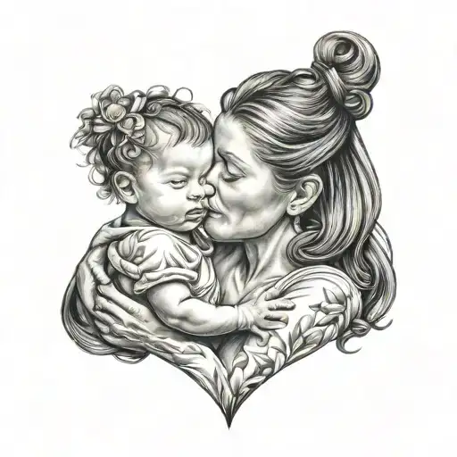 Mom And Baby Girl With Heart