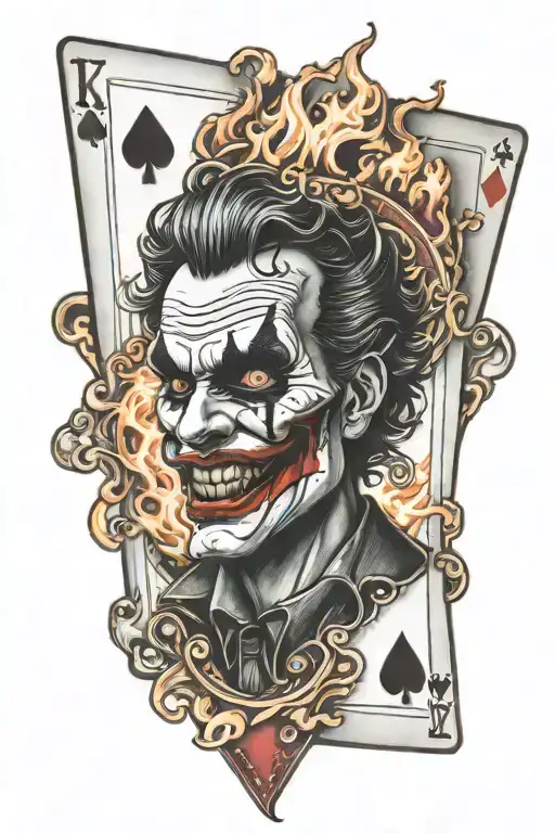 Poker Joker Card On Fire