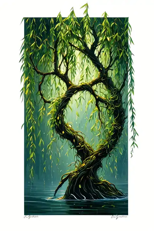 Weeping Willow Flowing Branch Wrapped