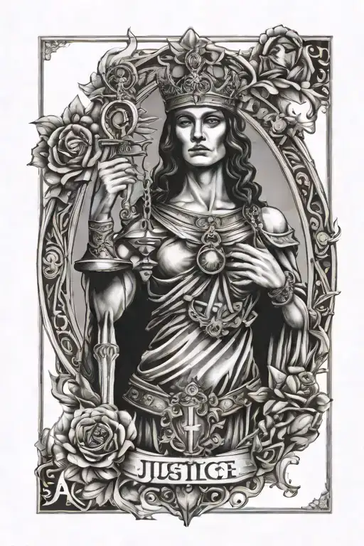 Justice Tarot Card On Shoulder