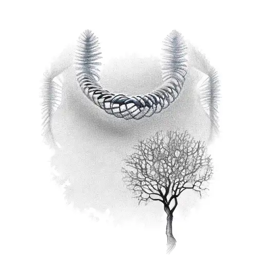 A Sketch-like Illustration Of A Dna Strand Forming The Shape Of A Tree