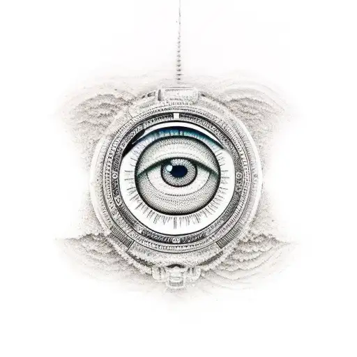 All Seeing Eye Mixed With A Broken Sand Watch