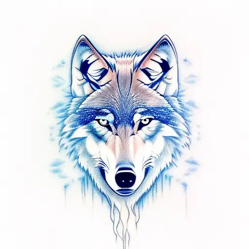 Wolf Head With Glowing Blue Eyes And A Smoke Trail