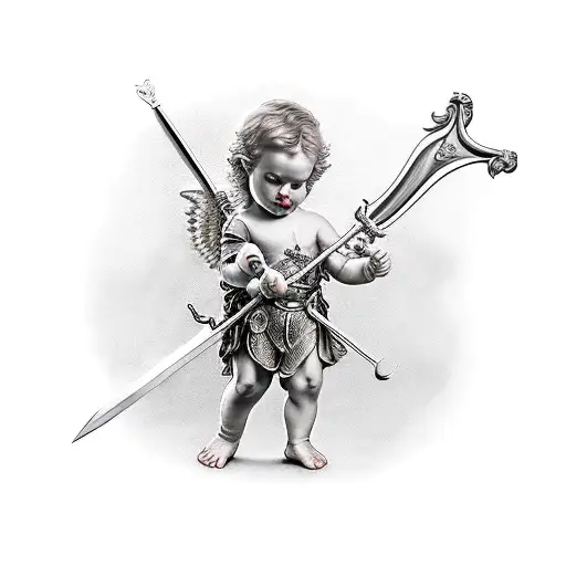 Cupid With Shield And Sword