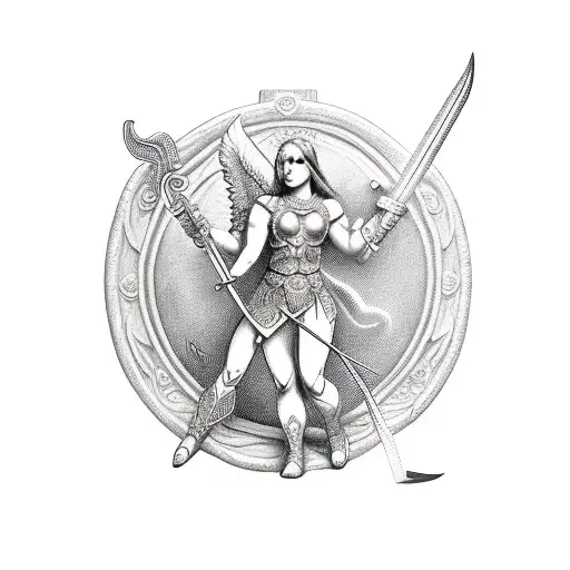 Warrior Cupid With Sword And Shield
