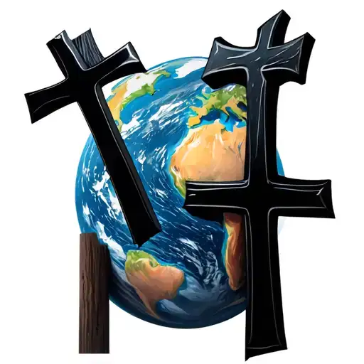 Three Black Crosses On Earth