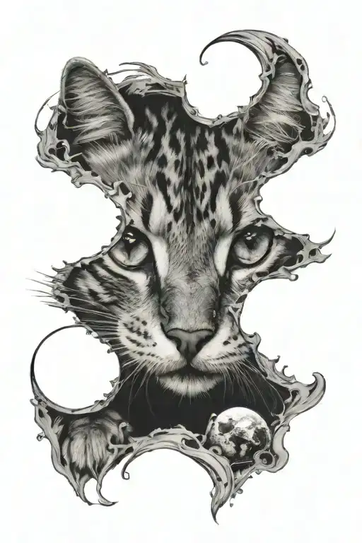 Cat Paw Print And A Cresent Moon