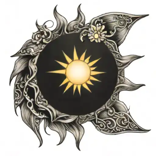 A Sun Shining With Cute Details Intertwined