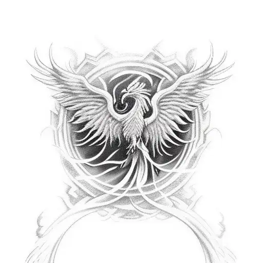 Rising Phoenix Coming Out Of Flames