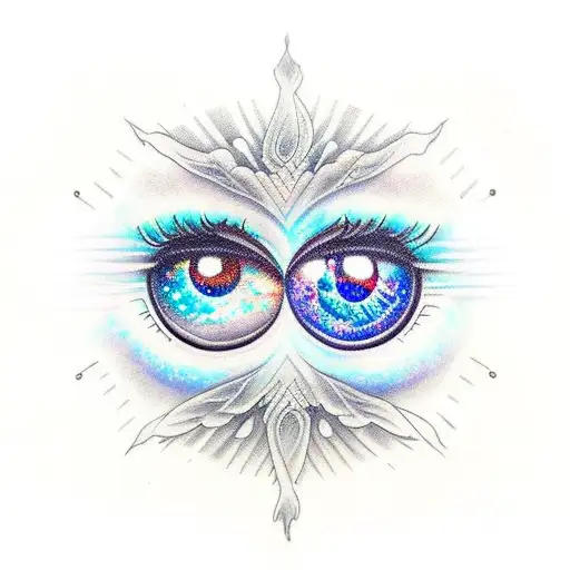 Pair Of Eyes With Galaxy