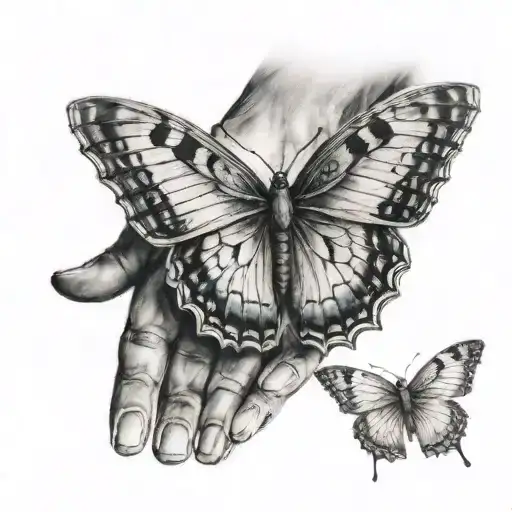 Butterfly Rising Out Of The Hands Of An Angel