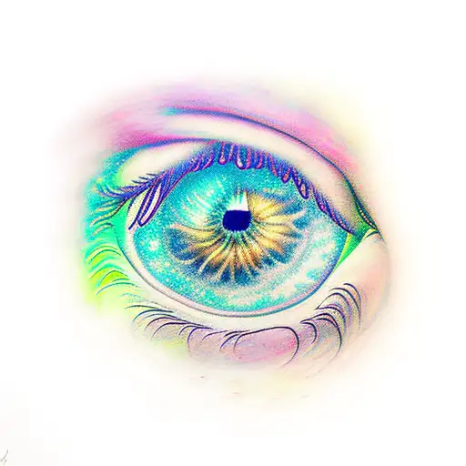 Pair Of Eyes With Galaxy Around