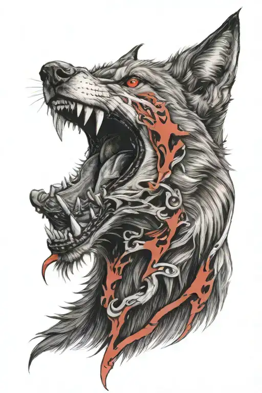 Angry Red And Black Irish Wolf