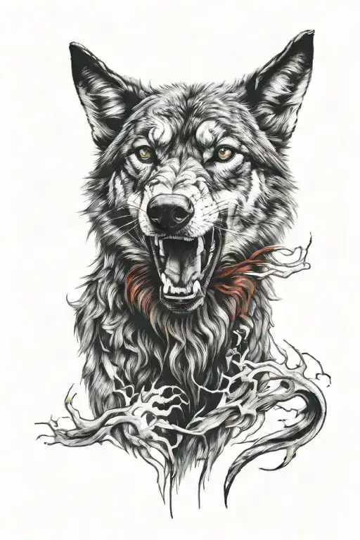 Angry Red And Black Irish Wolf