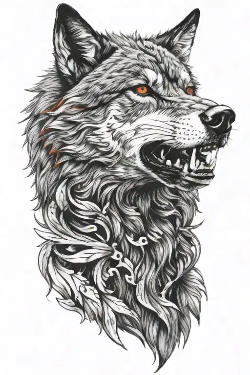 Angry Red And Black Irish Wolf