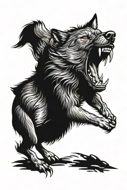 Angry Red And Black Irish Wolf