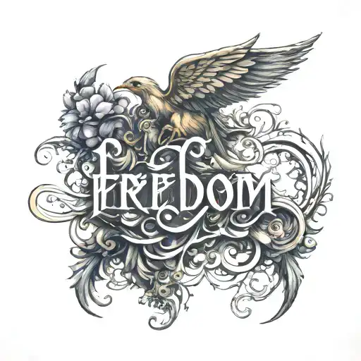 The Word Freedom In Mysterious Persian Font