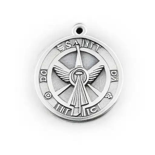 A Saint Benedict Medal With Fire And Water