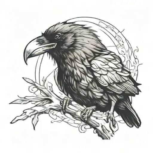 Ominous Raven With Open Beak