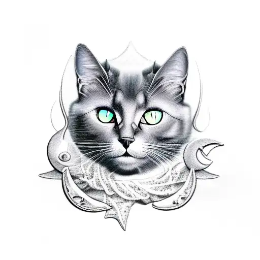 Black Cat On Crescent Moon