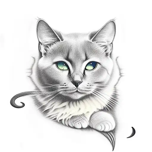 Black Cat Sitting On Crescent Moon