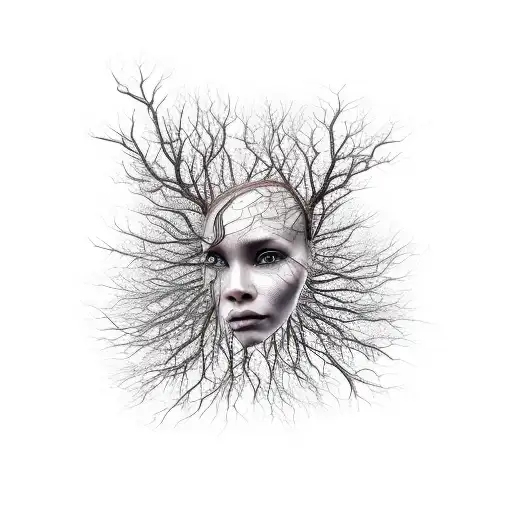 Tangled Tree Roots Forming A Face