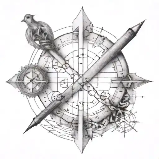 A Tattoo Design Featuring A Mathematical Formula Intertwined With Religious Symbols