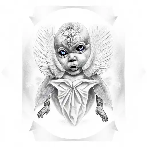 Cherubim With Torn Veil From The Bible