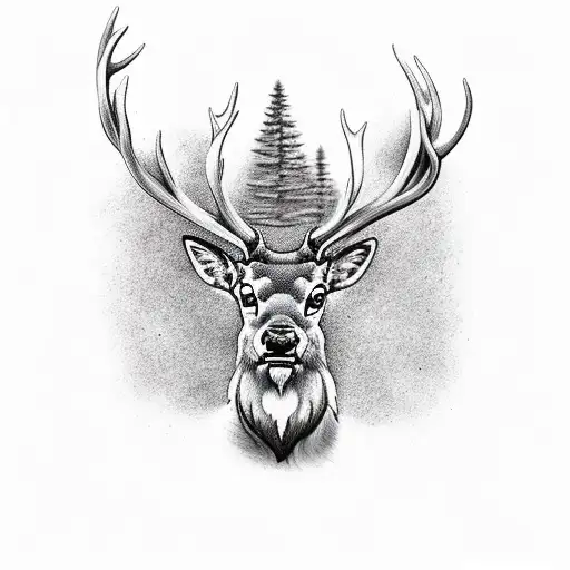 Stag In Forest