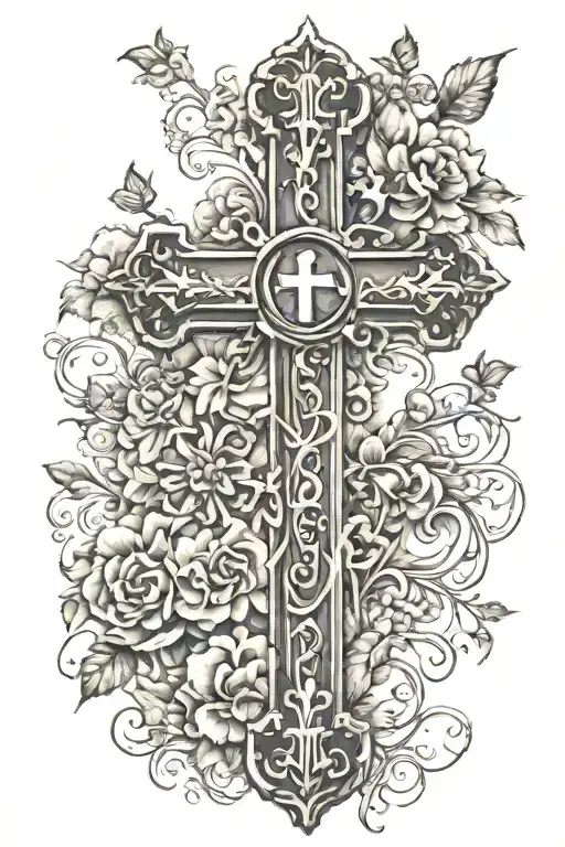 Cross With Kids Names Incorporated Into The Design
