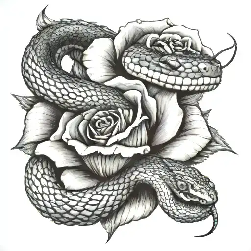 Snake Wrapped Around Rose