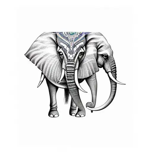 An Elephant Surrounded By Swirling Psychedelic Patterns