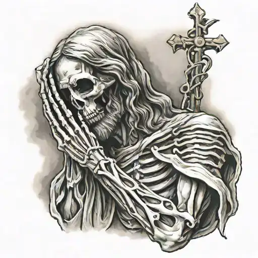 Skeleton Jesus Praying Hands