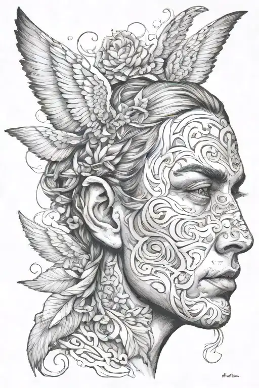 Face Morphing Half Angel Half