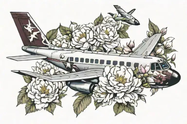 C7a Caribou Airplane And Peonies