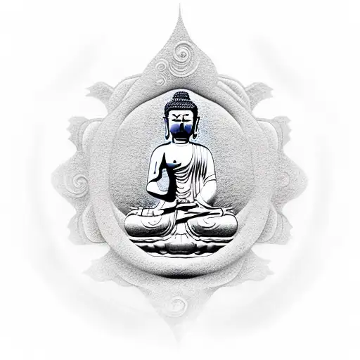 Buddha Surrounded By Koi In Yin Yang Style