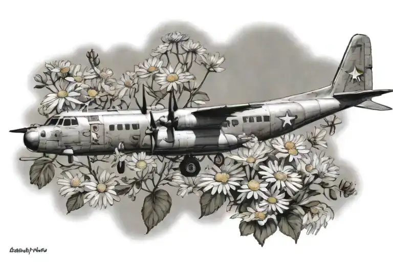C-7a Caribou Airplane With Mums And Daisies