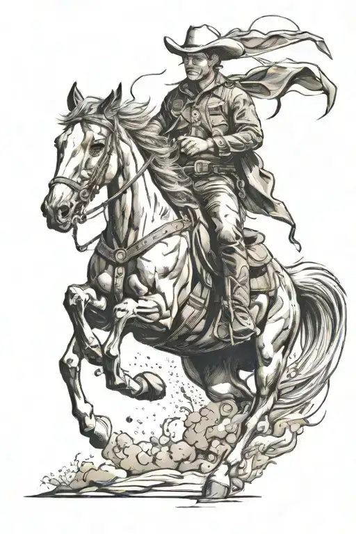 Full Sleeve Cowboy Riding A Horse