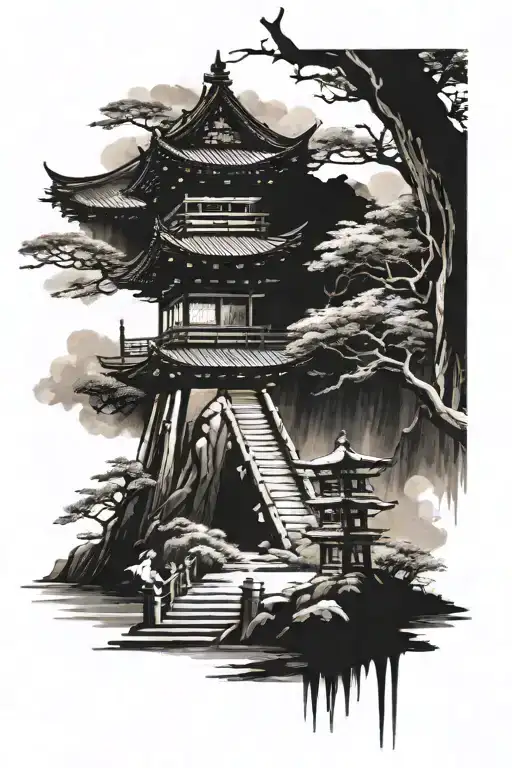 Kijomizu-dera And Samurai And Torii Gate