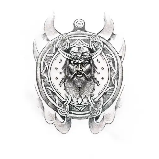 Odin And A Viking Ship