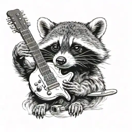 Raccoon Playing Guitar Made
