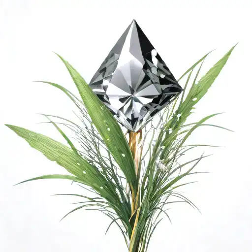 A Blade Of Grass With A Diamond On Top Of It
