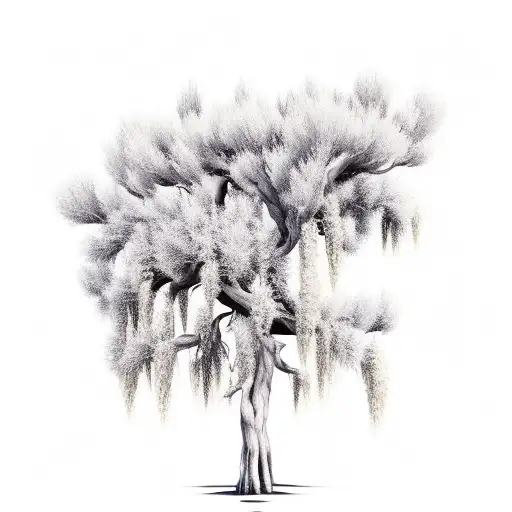 Christian Cross With Willow Tree And Olive Trees Over It Also Sage Brush On The Base